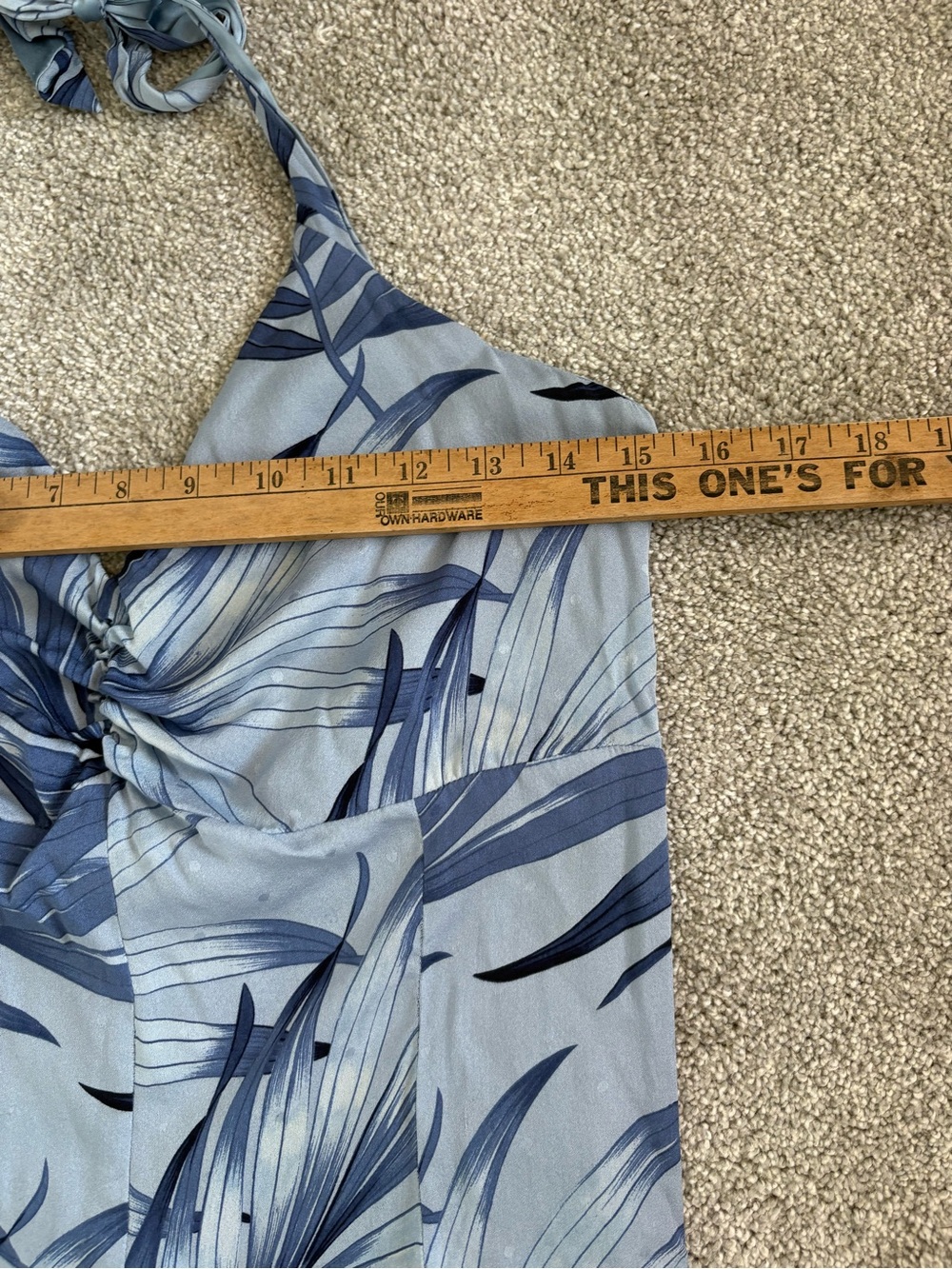 Tommy Bahama 100% Silk Halter Maxi Dress 8 Blue Tropical Palm Leaf Resort Wear - Picture 9 of 13